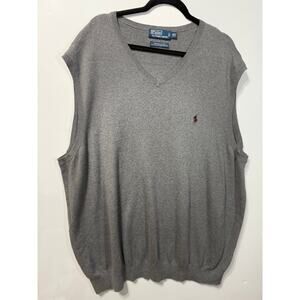 Ralph Lauren Polo Sweater Vest Men's Size 3XLT (Tall) Grey Casual Preppy Golf